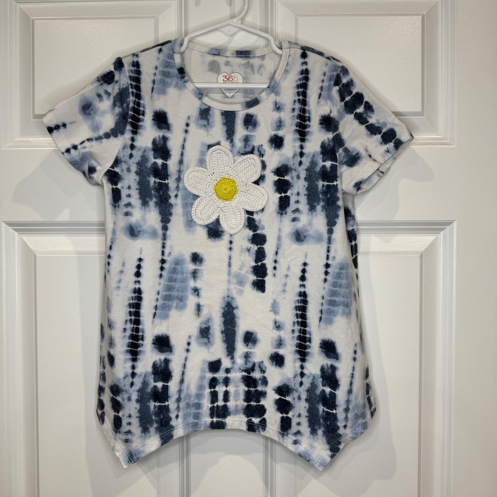 Kids 365 Kids Tie Dye‎ Flower Applique Short Sleeve T Shirt Top Size 7